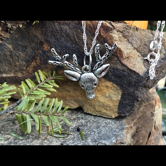 Christmas reindeer deer silver 925 necklace 20” or stainless steel - Picture 5 of 14